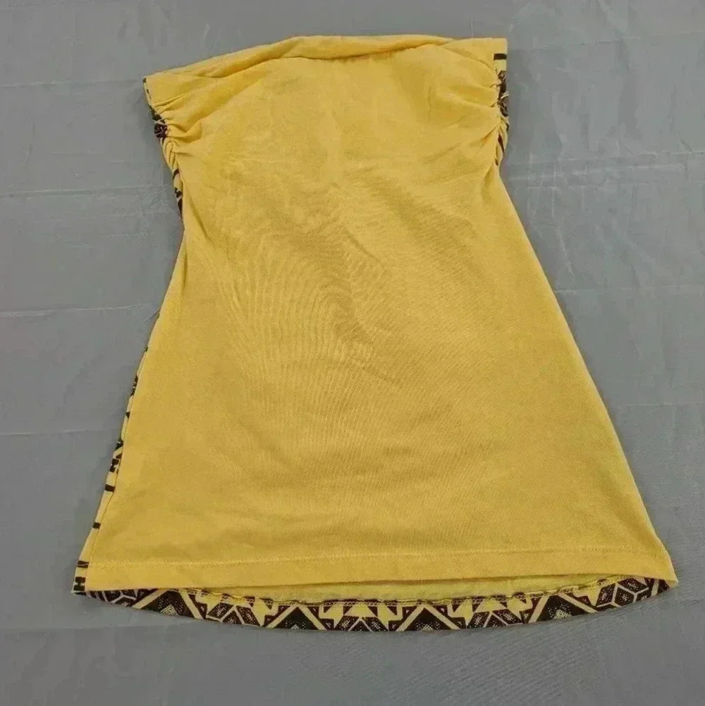 Dolled Up By F.A.N.G Women's Y2K Small Yellow Black Tribal Sleeveless Tube Top - Picture 3 of 9